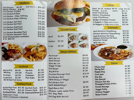 Jan's Chicken and Seafood Menu